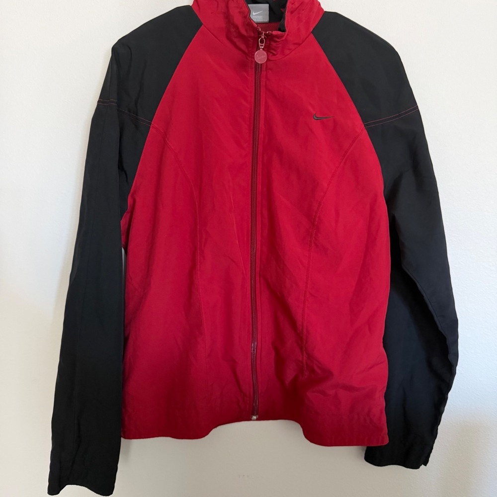 Nike Kids Red Black Windbreaker Jacket Full Zip Mesh Lined XL 16-18 Sportswear